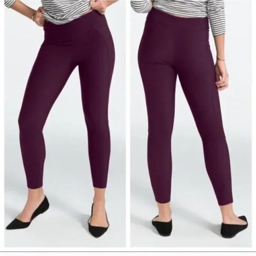 SPANX‎ Micro Rib Knit Control Top Skimmer Leggings Maroon Wine Size S
